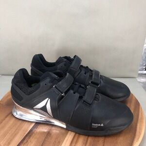 Reebok Legacy Lifter Mens Black Leather Weightlifting Shoes Size 15 Double Strap